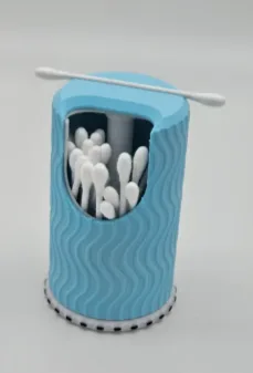 Dispenser celeste ondulado lleno de hisopos